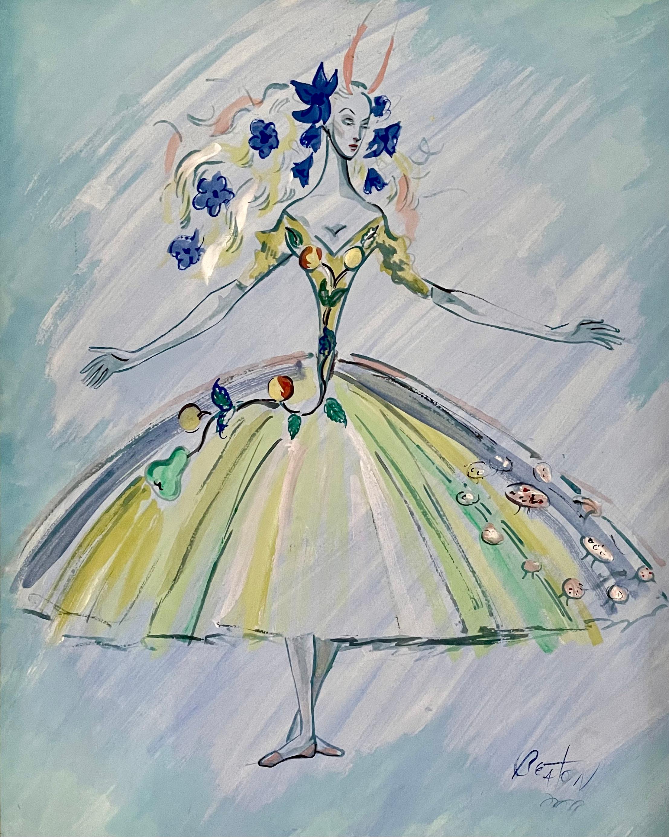 Cecil Beaton – Aquarell-Ballettkostüm-Design für Le Pavillon – 1936 im Angebot 1