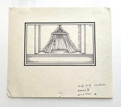 Albert Rutherston - Tent - Pen and ink illustration for Cymbeline, British 1920s