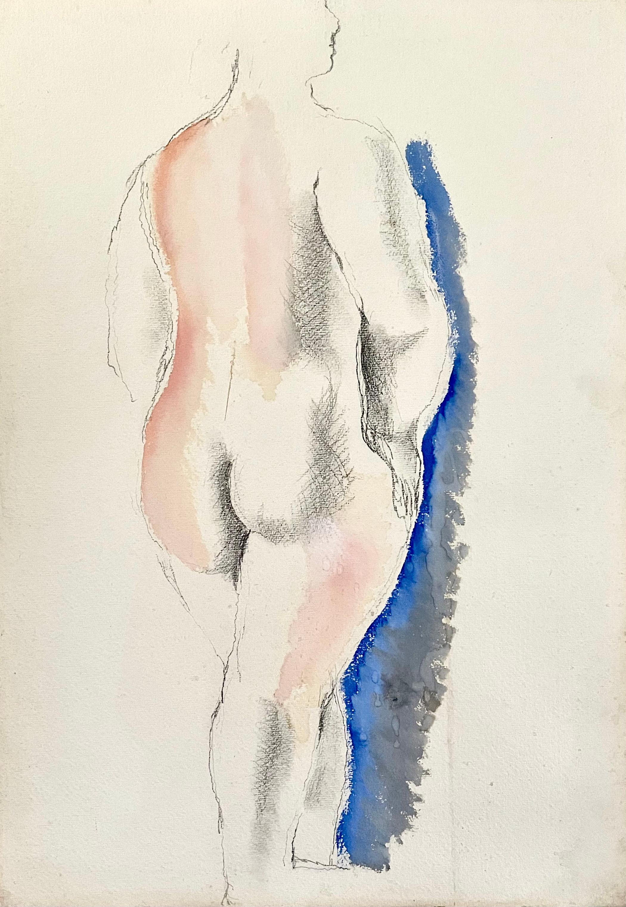 Frank Dobson - Desnudo con azul - Dibujo británico del siglo XX en venta 1