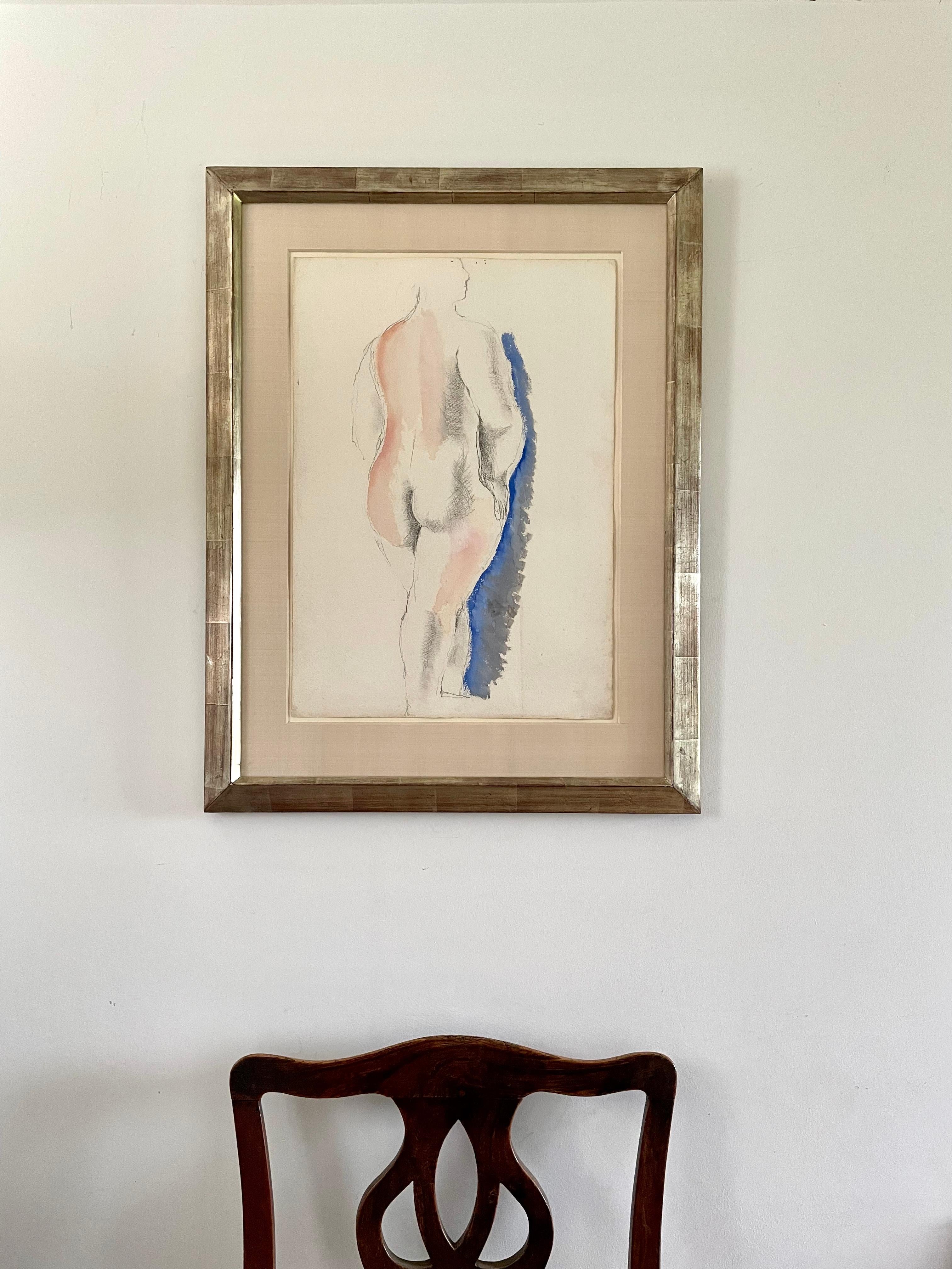 Frank Dobson - Desnudo con azul - Dibujo británico del siglo XX en venta 4