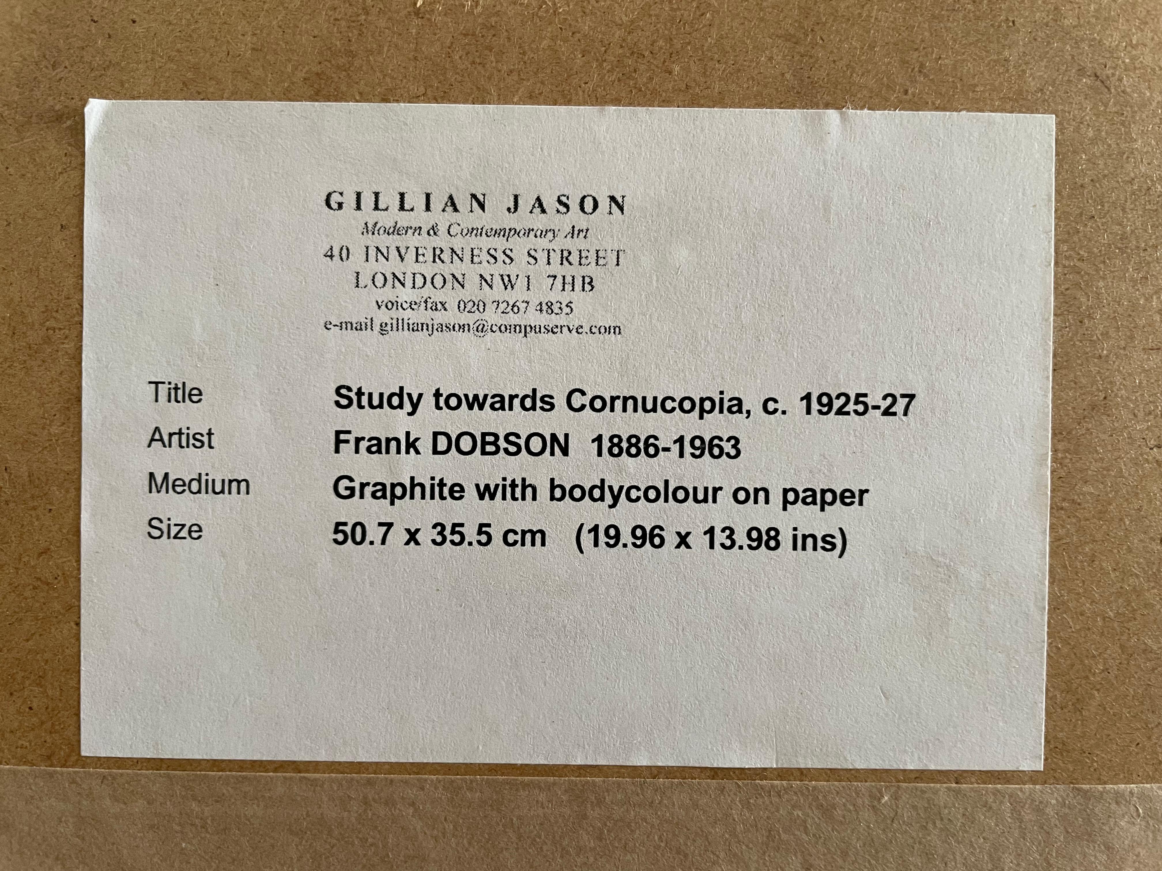 Frank Dobson - Desnudo con azul - Dibujo británico del siglo XX en venta 5