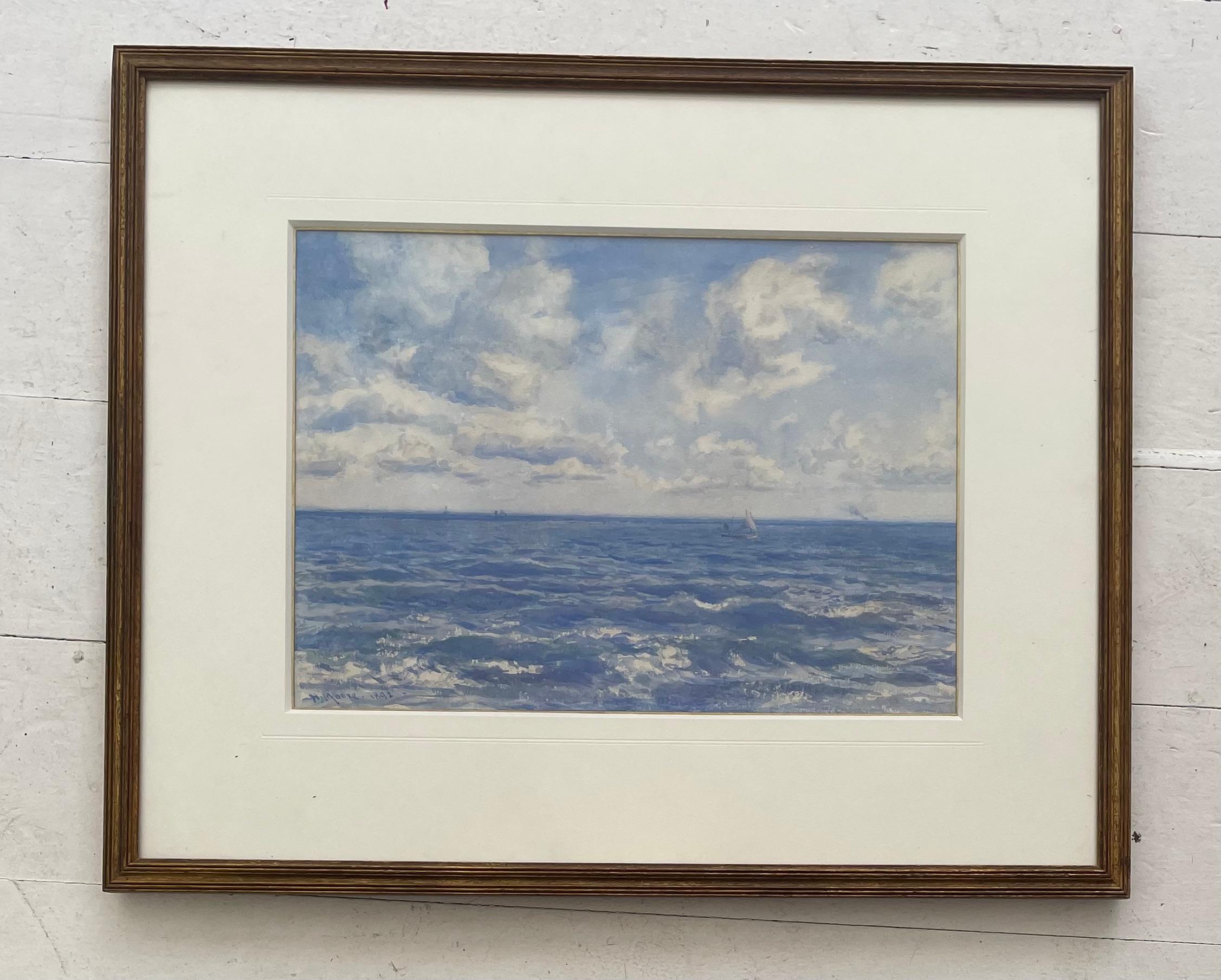 Henry Moore - Britisches Marine-Aquarell aus dem späten 19. (Grau), Landscape Art, von Henry Moore 1831-1895