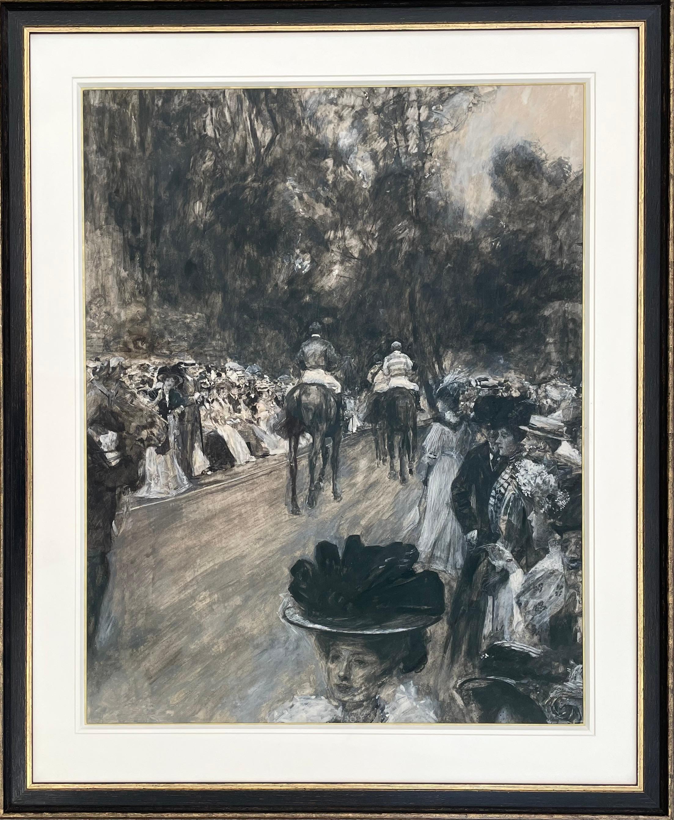William Hatherell - Early 20th Century British Grisaille Horse Racing Scene For Sale 2