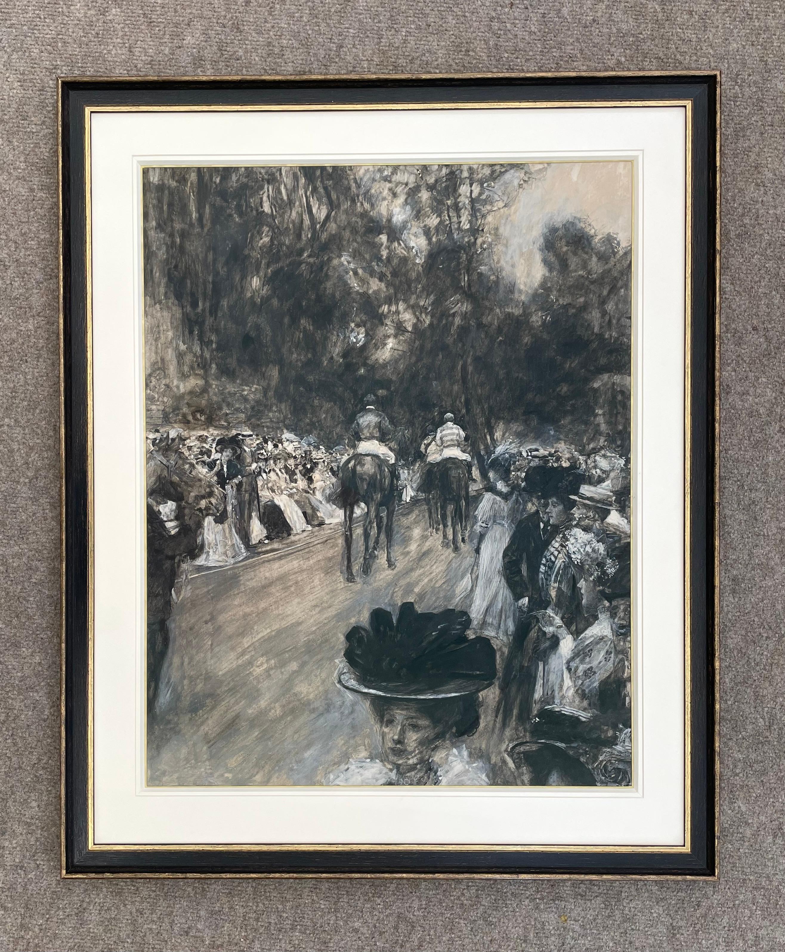 William Hatherell - Early 20th Century British Grisaille Horse Racing Scene For Sale 3