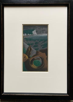 20th Century British School - Symbolist pastel drawing of a Coastal Landscape