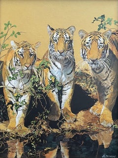 Kay Nixon - Tigers - Mid 20th Century British gouache