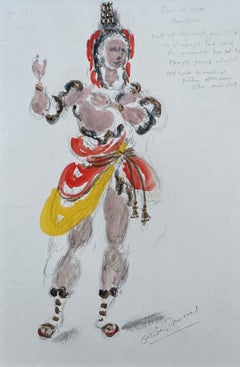 Oliver Messel - Costume Design for a Reveller for the opera Samson