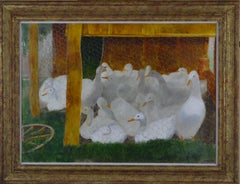 Coop of Ducks - 20th Century British Oil Painting