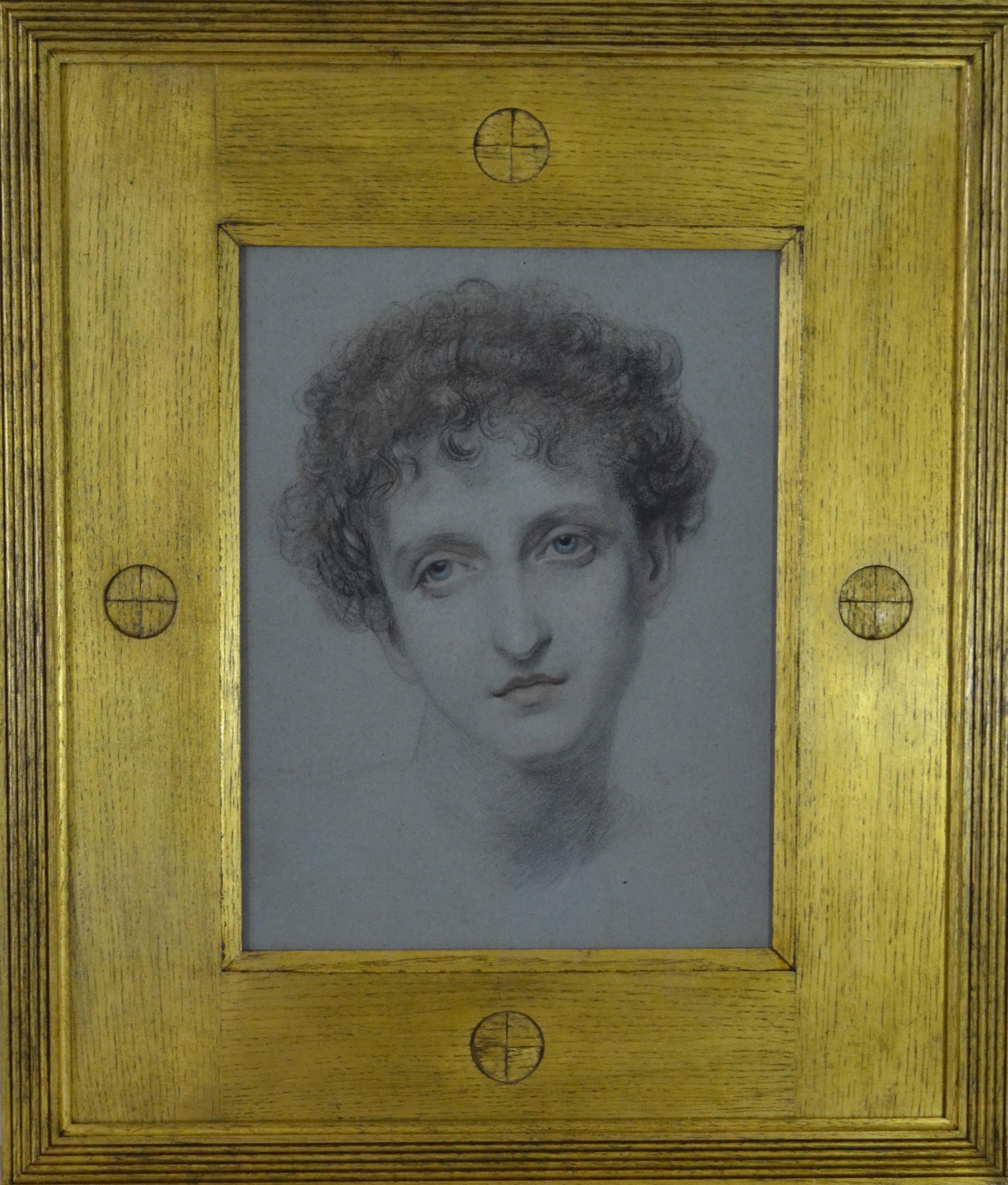 Ellen, A Greek Model - PreRaphaelite chalk portrait drawing - Art by Frederic James Shields, ARWS