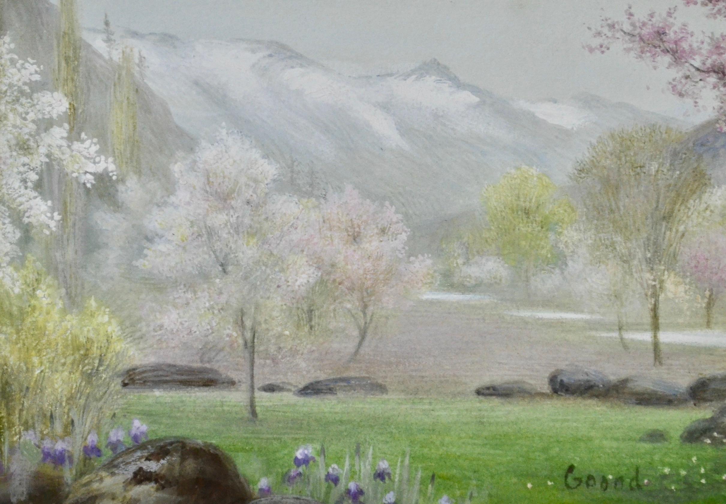 Kashmir Blossoming - 1880s Pre-Raphaelite/Aesthetic landscape by Edward Clifford