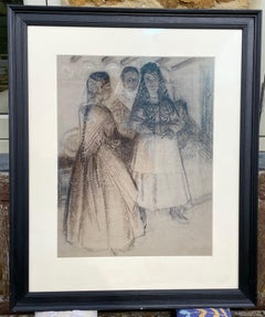 Going to Mass, Spain - 20th Century British drawing by Robert Sargent Austin