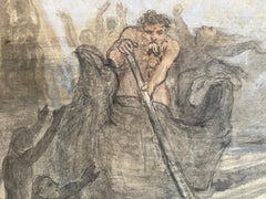 Charon's Ferry - Early 19th Century Scottish Romantic watercolour by David Scott