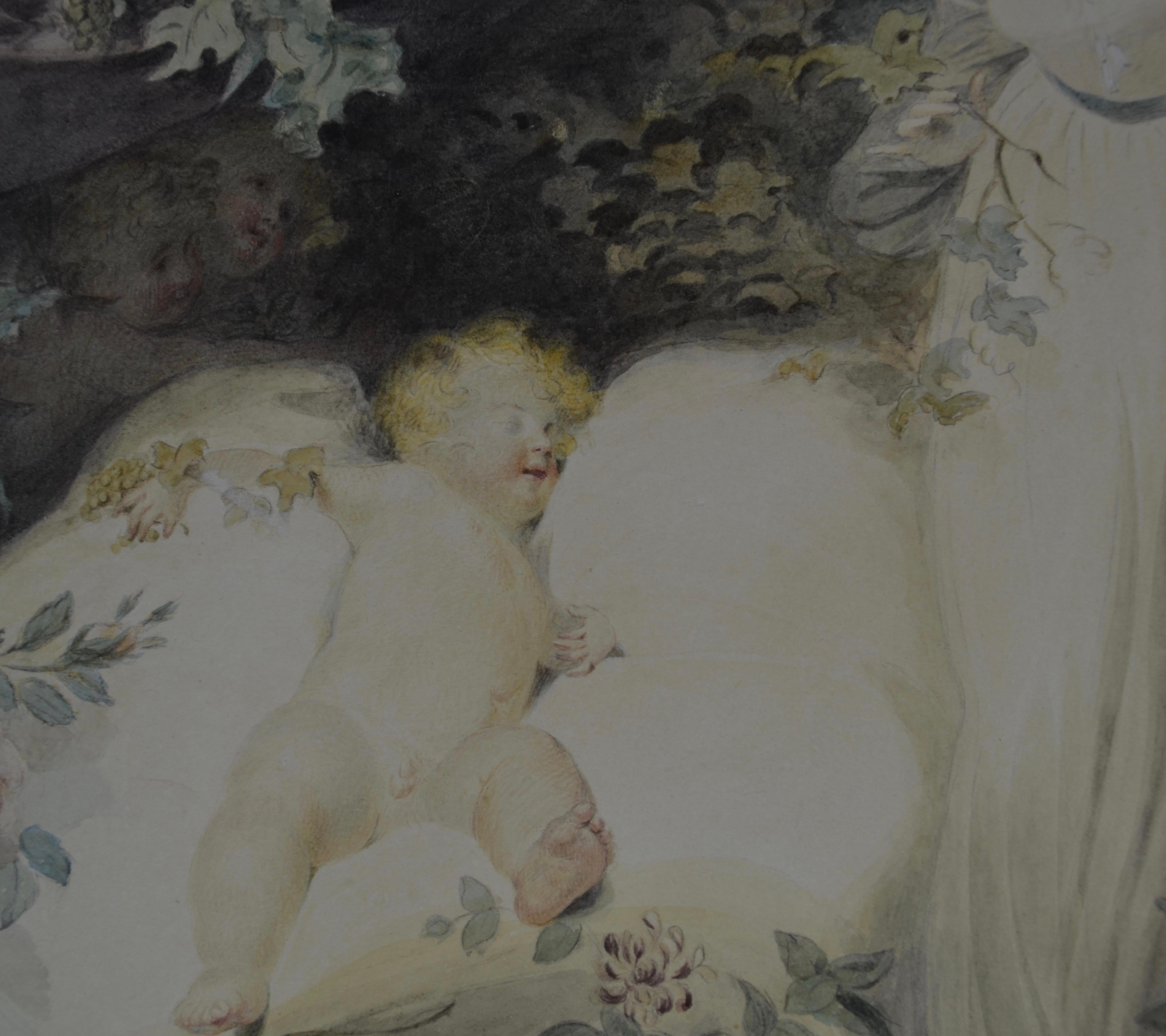 Cupid Sleeping - 18th Century British watercolour by Richard Westall RA For Sale 2