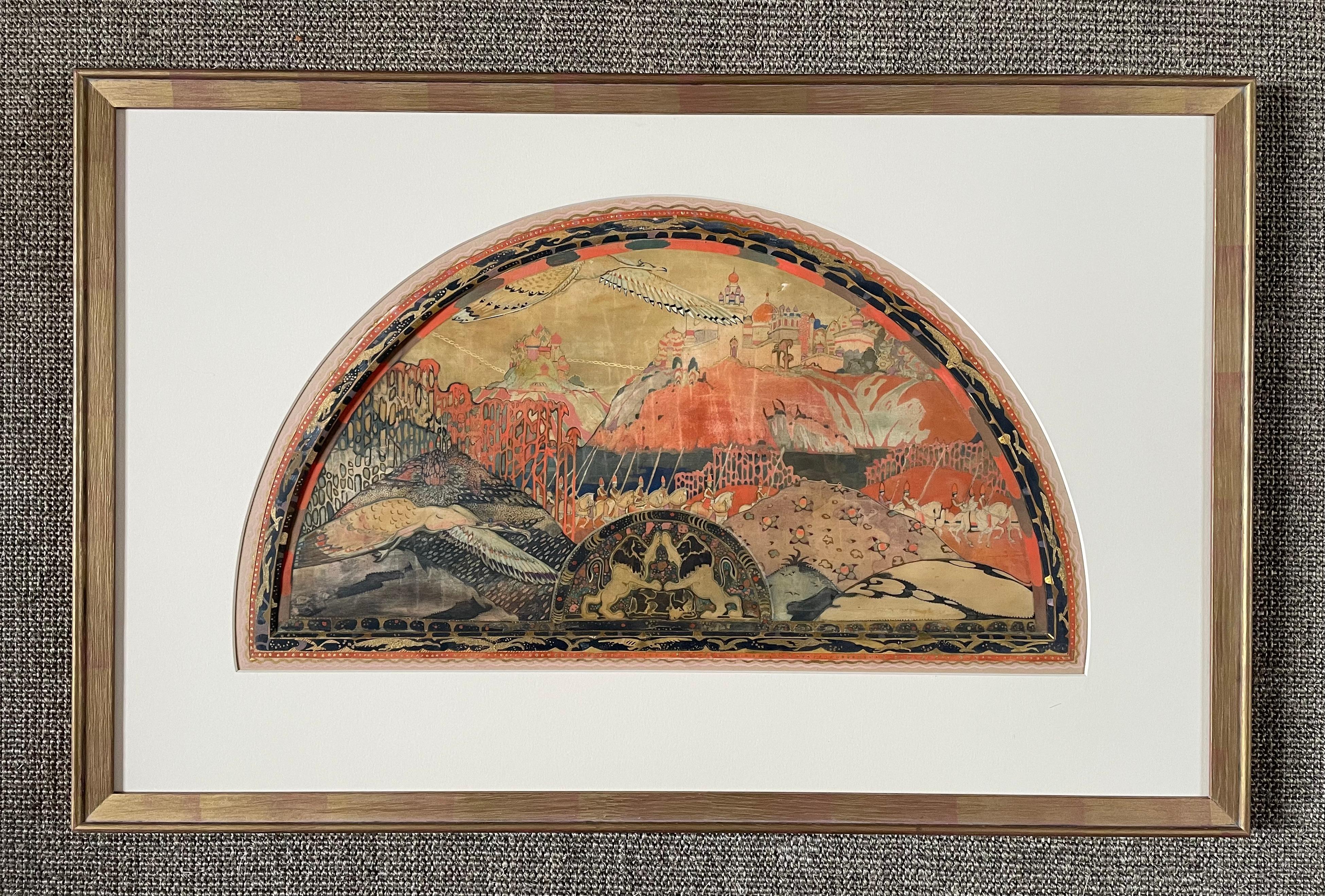 War Birds - 1920s British watercolour on silk by George Sheringham For Sale 1