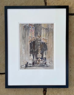 The Font, Canterbury Cathedral, 20th Century British Watercolour by W  Walcot