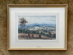 19th Century British landscape watercolour - Mamhead Hall, Devon