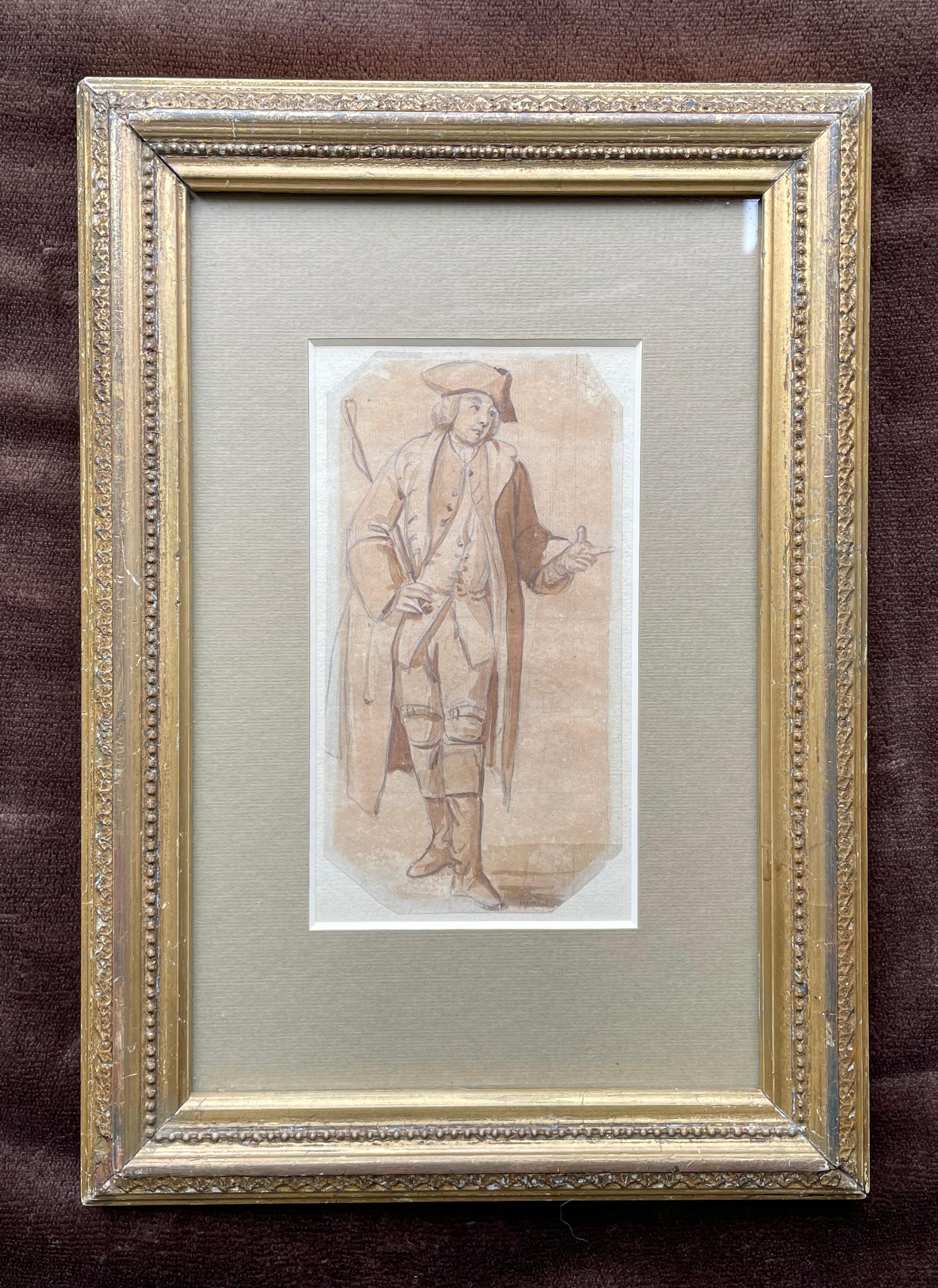 Un cocchiere - Figura britannica del XVIII secolo, disegno ad acquerello di Paul Sandby in vendita 1