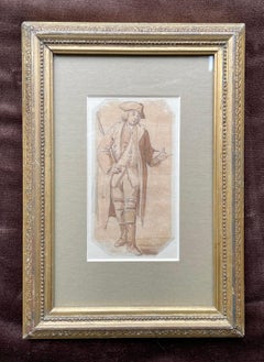 Un cochero - Figura británica del siglo XVIII dibujo a la acuarela de Paul Sandby