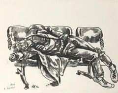 Konstantin Bokov, "Resting Place, " China Marker on Paper, 1984, Original