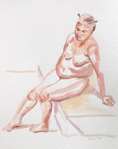 Seated Female Nude, Wearing Little Hair Clips