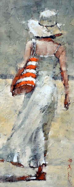 Andre Kohn. "The Day Off. Série n°23". Huile impressionniste figurative sur toile