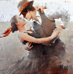 Andre Kohn. « Il en faut deux ». Peinture à l'huile originale de Tango. Impressionnistes modernes.