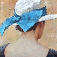 Andre Kohn. "Le Ruban Bleu" Original Vintage Inspired Impressionist Oil Painting