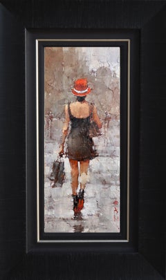 Andre Kohn. "Little Black Dress" Original Modern Impressionist Oil Painting.