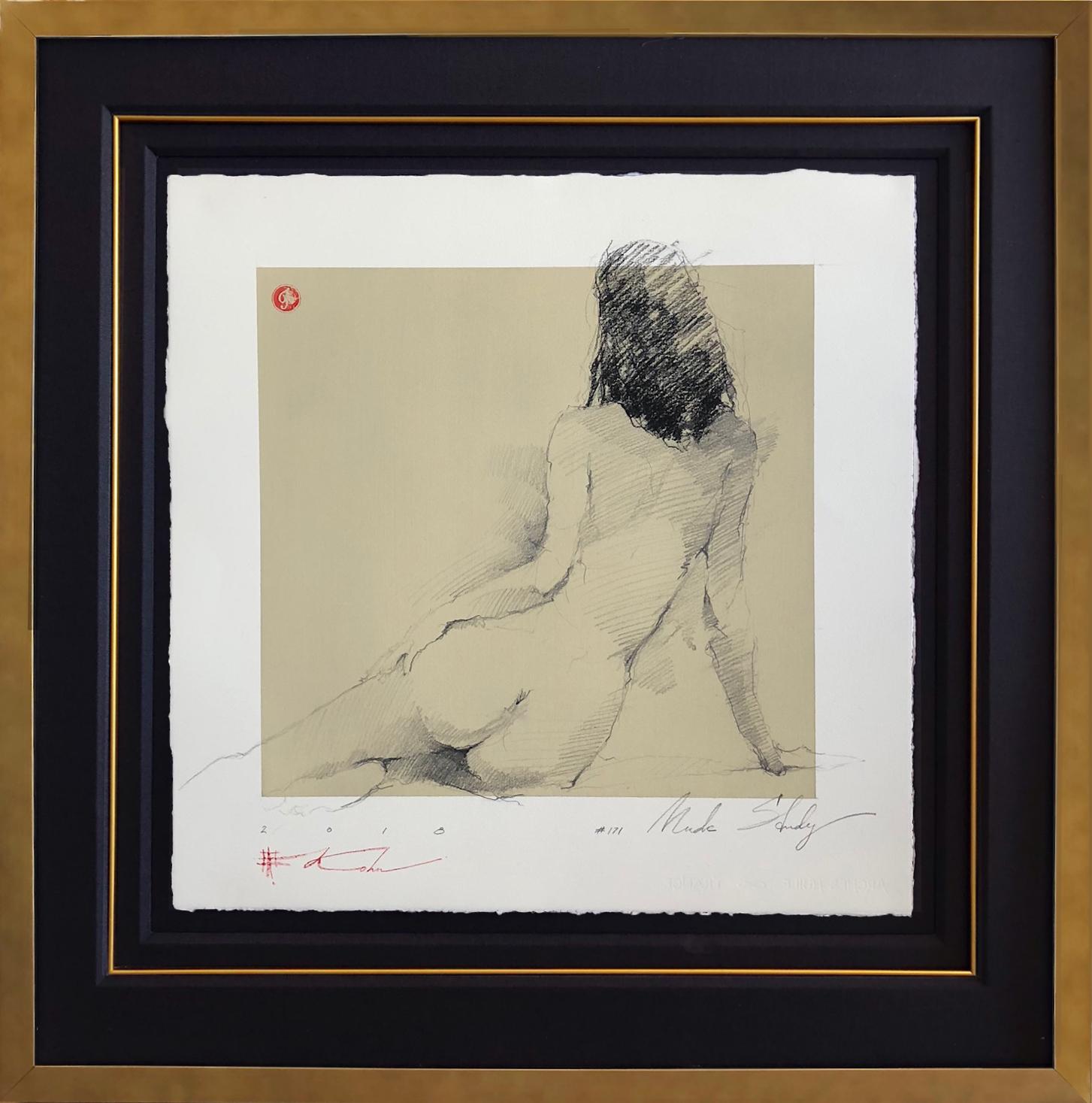 Andre Kohn. "Nude Study" Original Figurative Nude Drawing.  - Art by Andre Kohn 