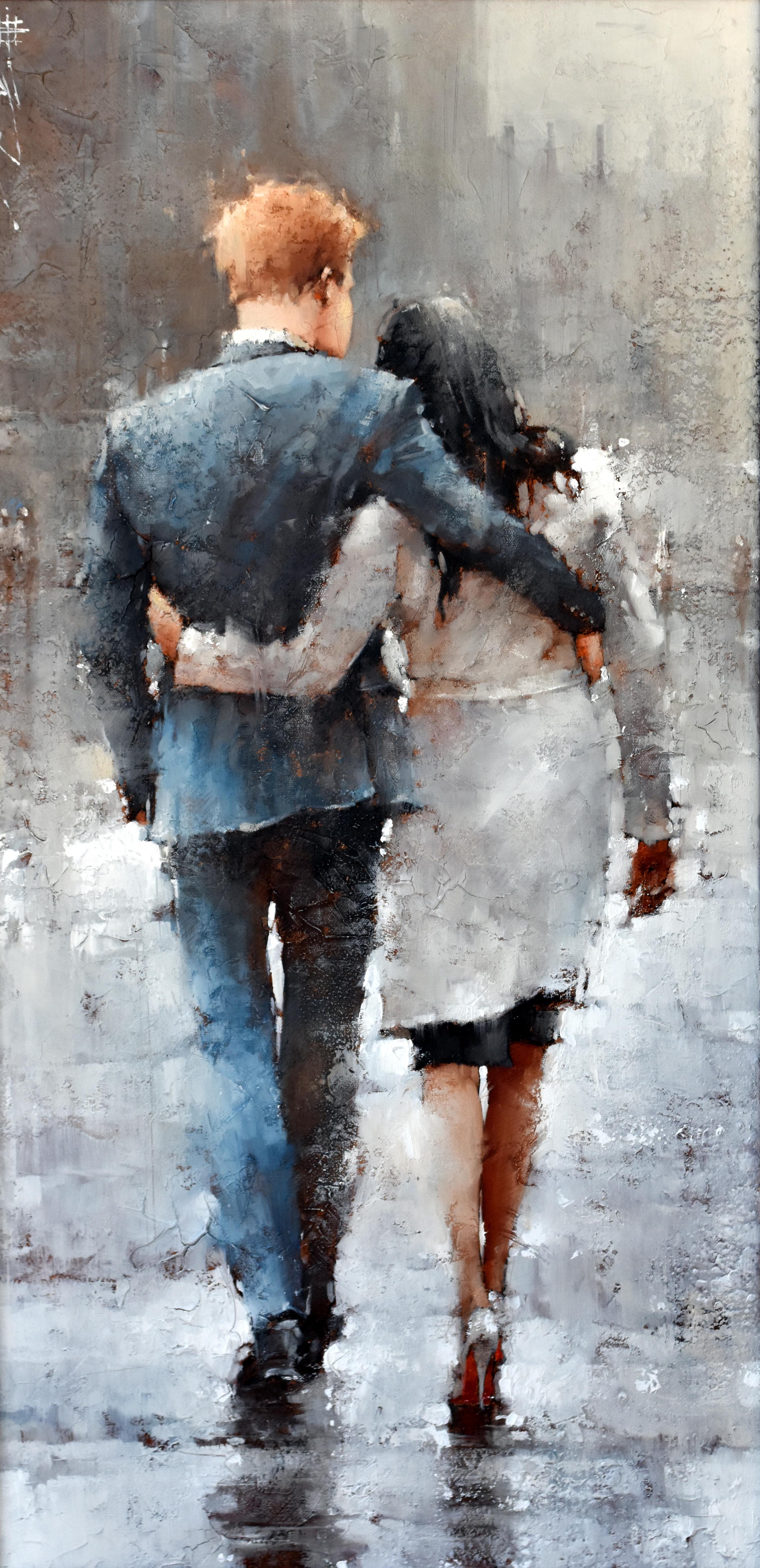 Andre Kohn  Figurative Painting - Andre Kohn. "The Modern Royal Couple" Impressionist, Figurative Oil Painting.