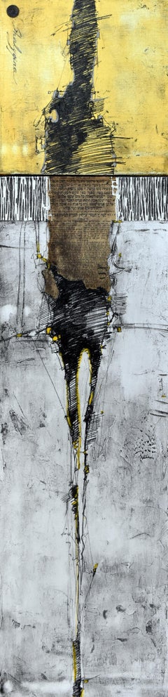 Svetlana Shalygina. "The Sense of Balance" Yellow Figurative mixed media art.