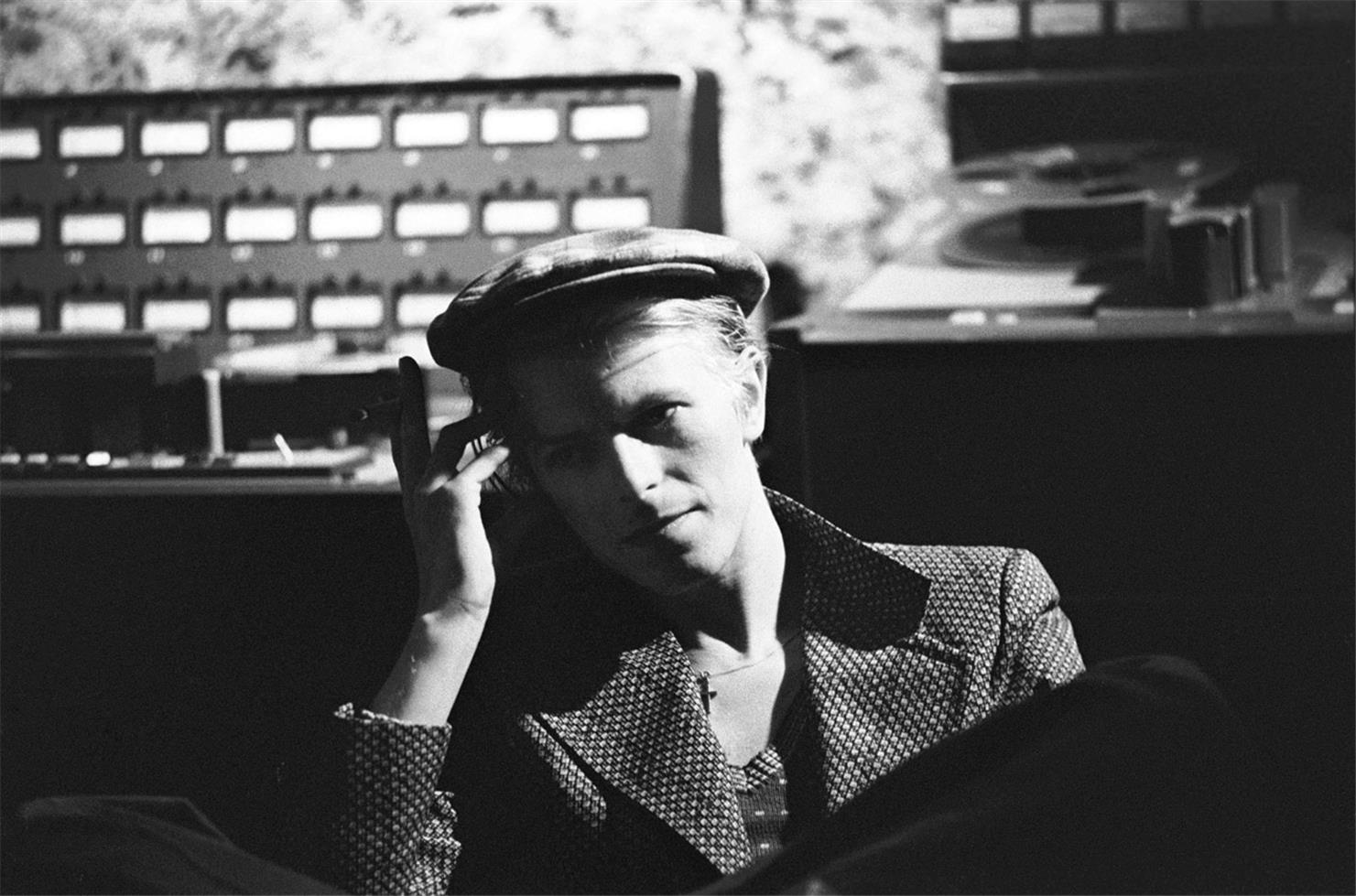 Geoff MacCormack Black and White Photograph - David Bowie, Cherokee Studios, Hollywood, 1975