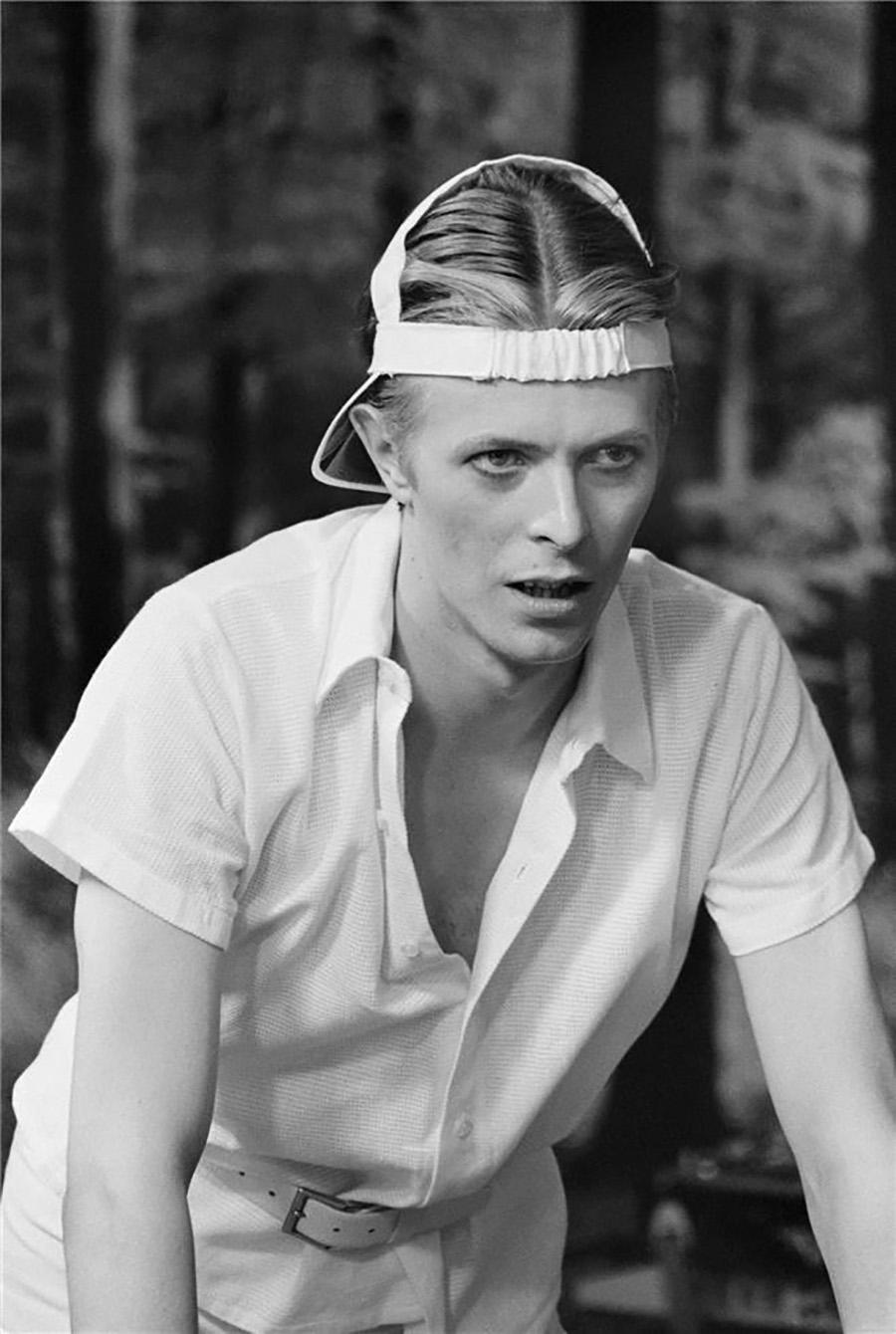 Geoff MacCormack Black and White Photograph - David Bowie, The Man Who Fell to Earth, 1975