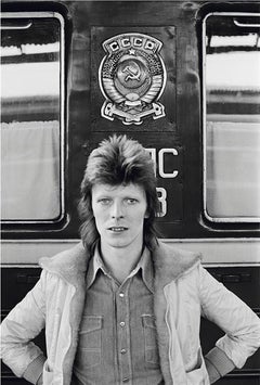 David Bowie, in front of Trans Siberian Express, 1973