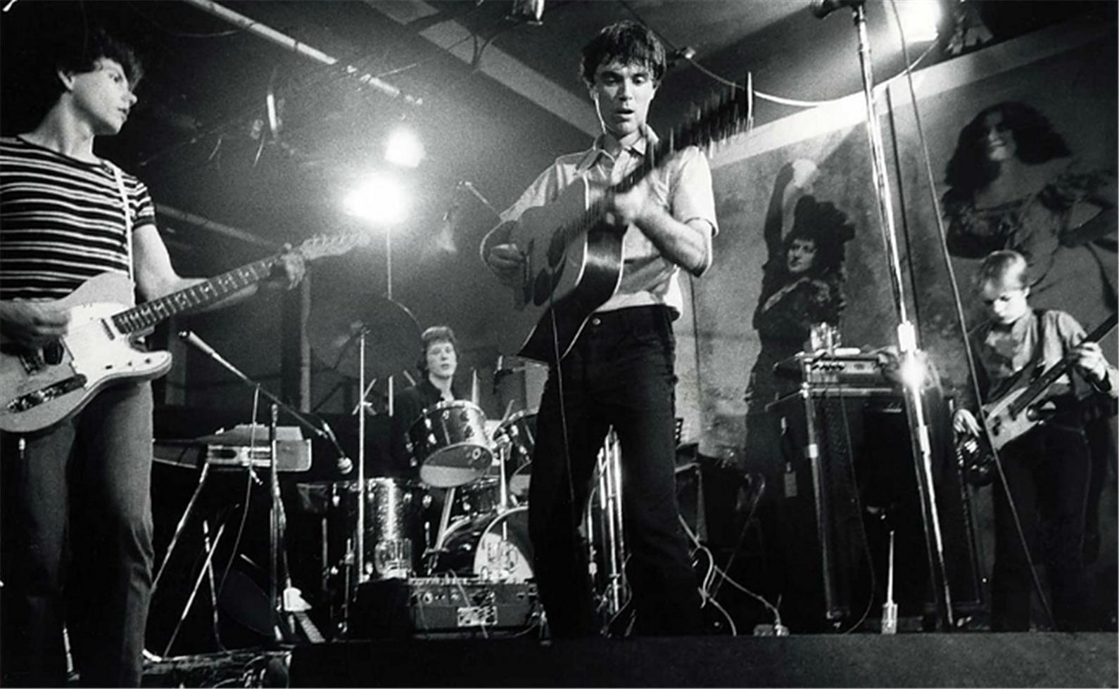David Godlis Black and White Photograph - Talking Heads, CBGB, NYC, 1977