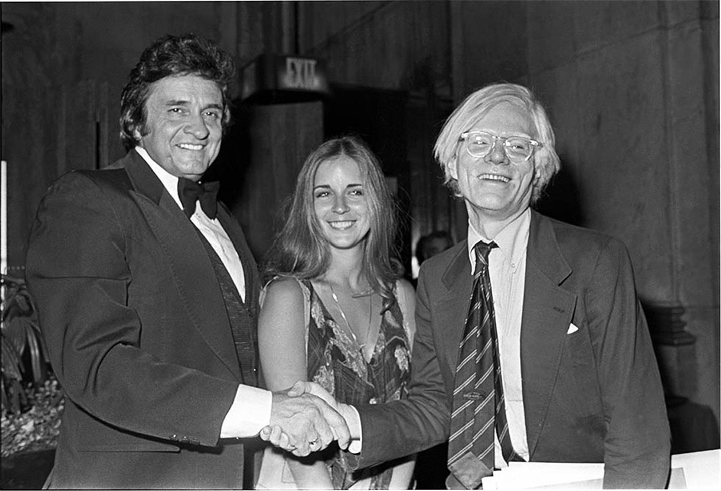  Charlyn Zlotnik Black and White Photograph - Johnny Cash, Carlene Carter and Andy Warhol