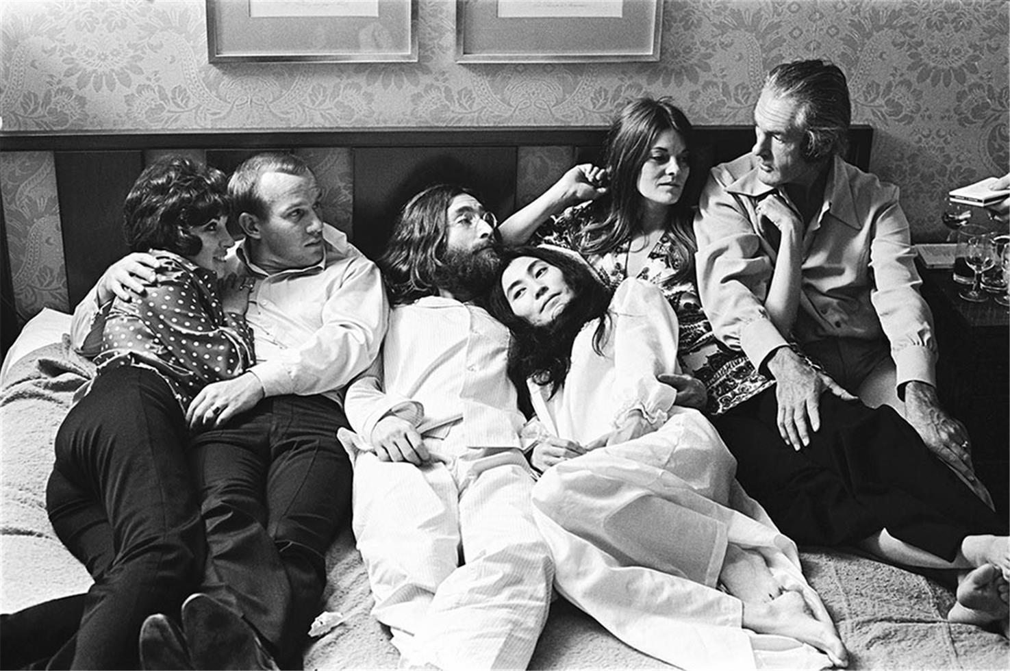 Stephen Sammons Black and White Photograph - John Lennon, Yoko Ono, Bed-In For Peace, Montreal, Canada 1969