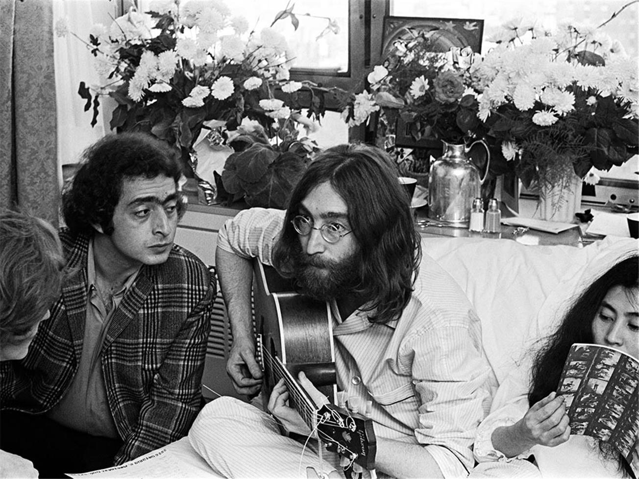 Stephen Sammons Black and White Photograph - John Lennon, Yoko Ono, Bed-In For Peace, Montreal, Canada 1969