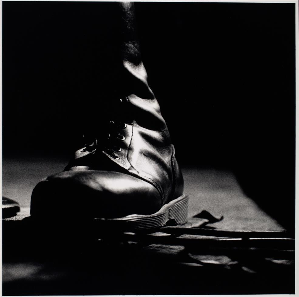 Karen Mason-Blair Black and White Photograph - Chris Cornell's boot, Soundgarden, 1991