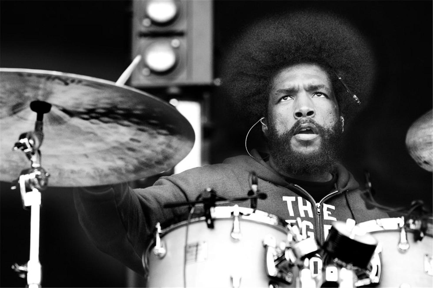 Rene Huemer Black and White Photograph - Questlove, The Roots, St.Poelten, Austria, 2008
