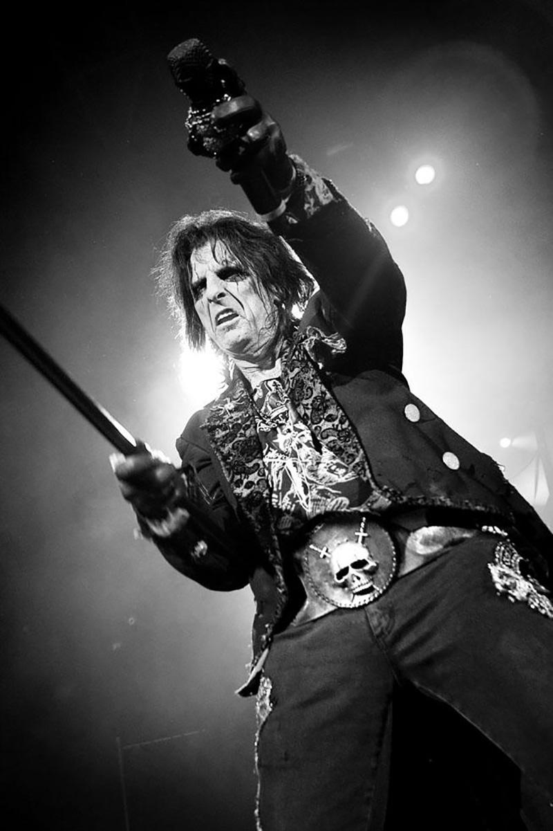Rene Huemer Black and White Photograph - Alice Cooper, Munich, Germany, 2008