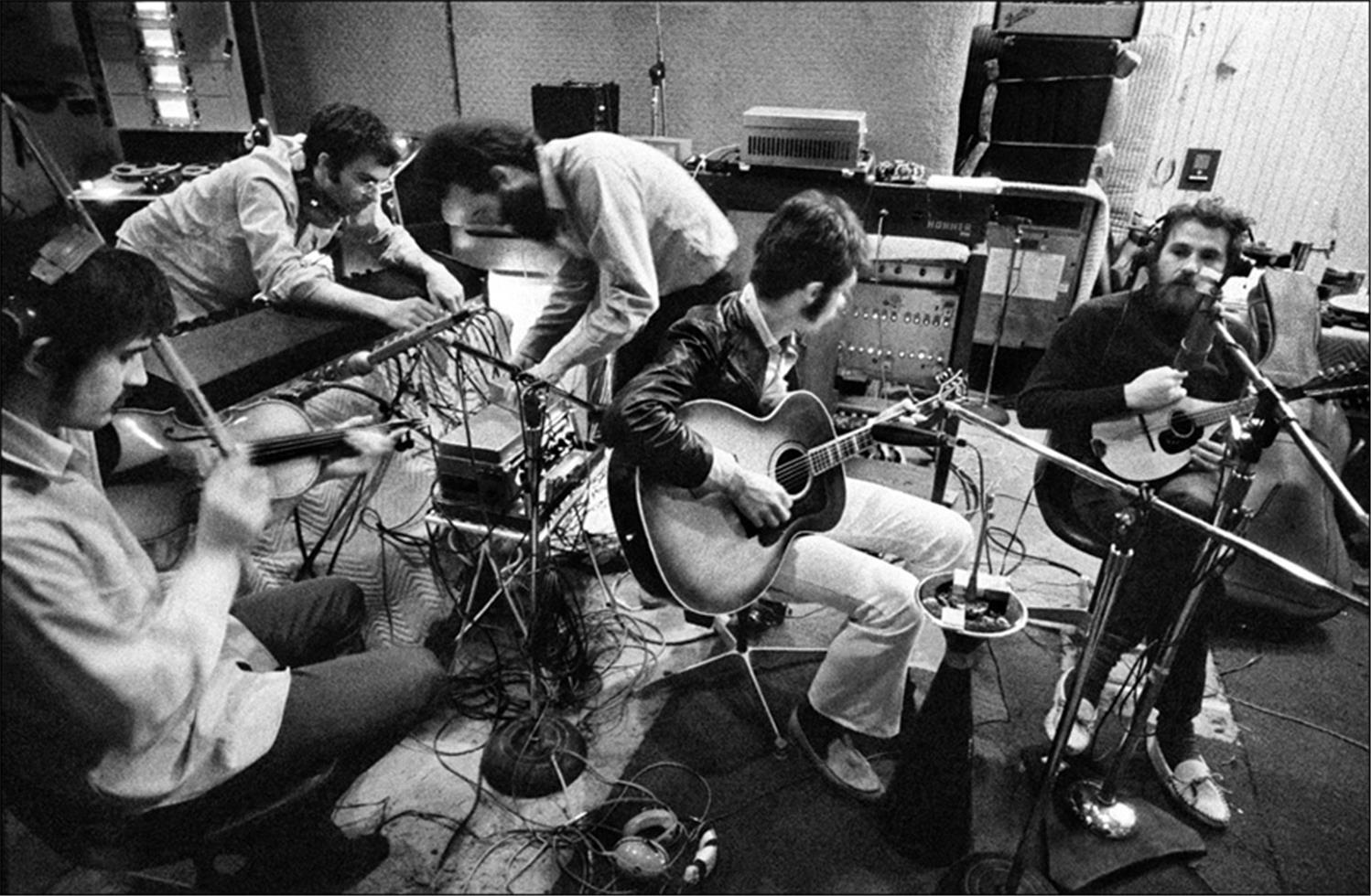 Elliott Landy Black and White Photograph - The Band recording The Band album, Sammy Davis Jr.’s house, 1969