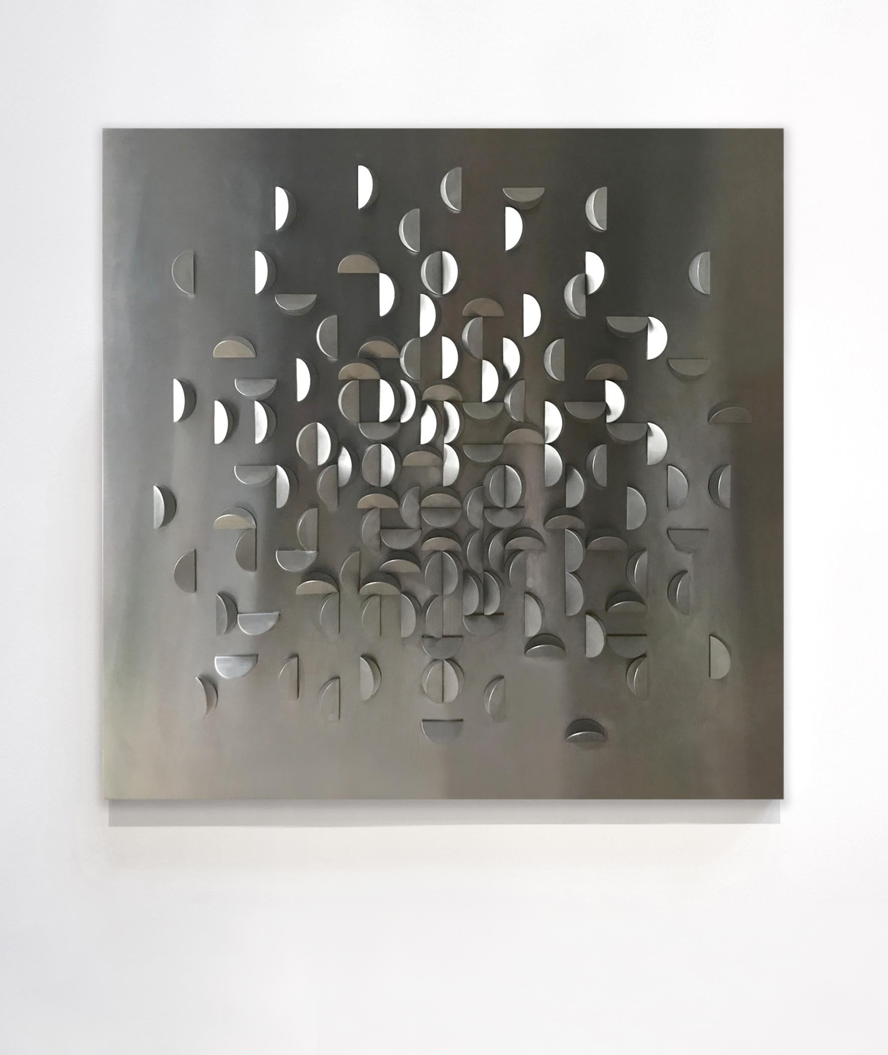 Michel Deverne Abstract Sculpture – Kinetic Modern Abstract Geometric Sculpture "Étoile Éclatée" 1967