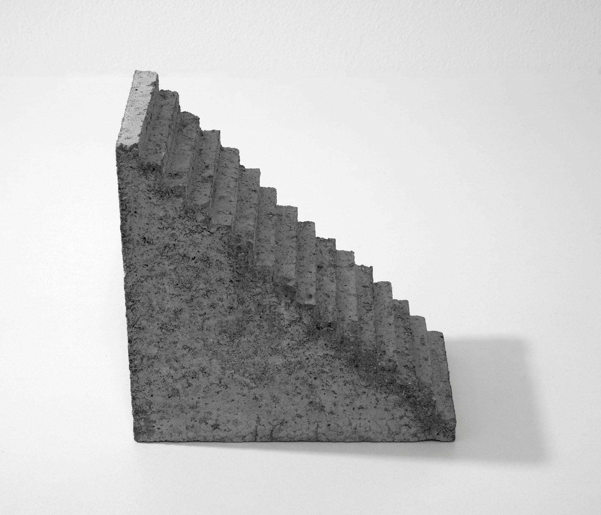 Escalier is a limited edition of 5 concrete sculptures produced by hand - 2019 - 16 x 8 x 16 cm each. 

Mattia Listowski is a french emerging artist born in 1987.
Mattia Listowski’s concrete works are the testimony of a world, of architecture in the
