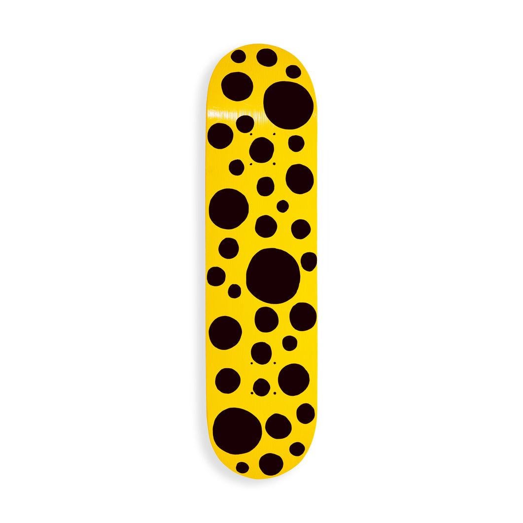 Yayoi Kusama DOTS OBSESSION: Black Big Dots Skate deck Yellow Conceptual Pop Art