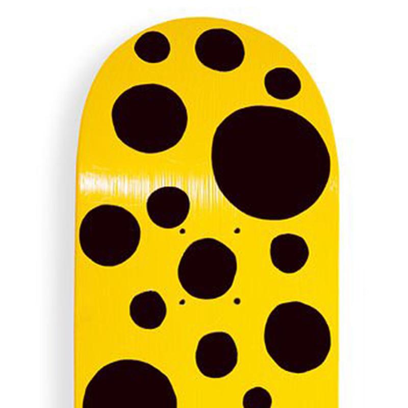 Yayoi Kusama DOTS OBSESSION: Black Big Dots Skate deck Yellow Conceptual Pop Art For Sale 1