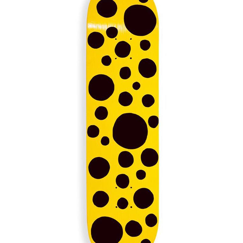 Yayoi Kusama DOTS OBSESSION: Black Big Dots Skate deck Yellow Conceptual Pop Art For Sale 3