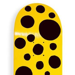 Yayoi Kusama DOTS OBSESSION: Black Big Dots Skate deck Yellow Conceptual Pop Art