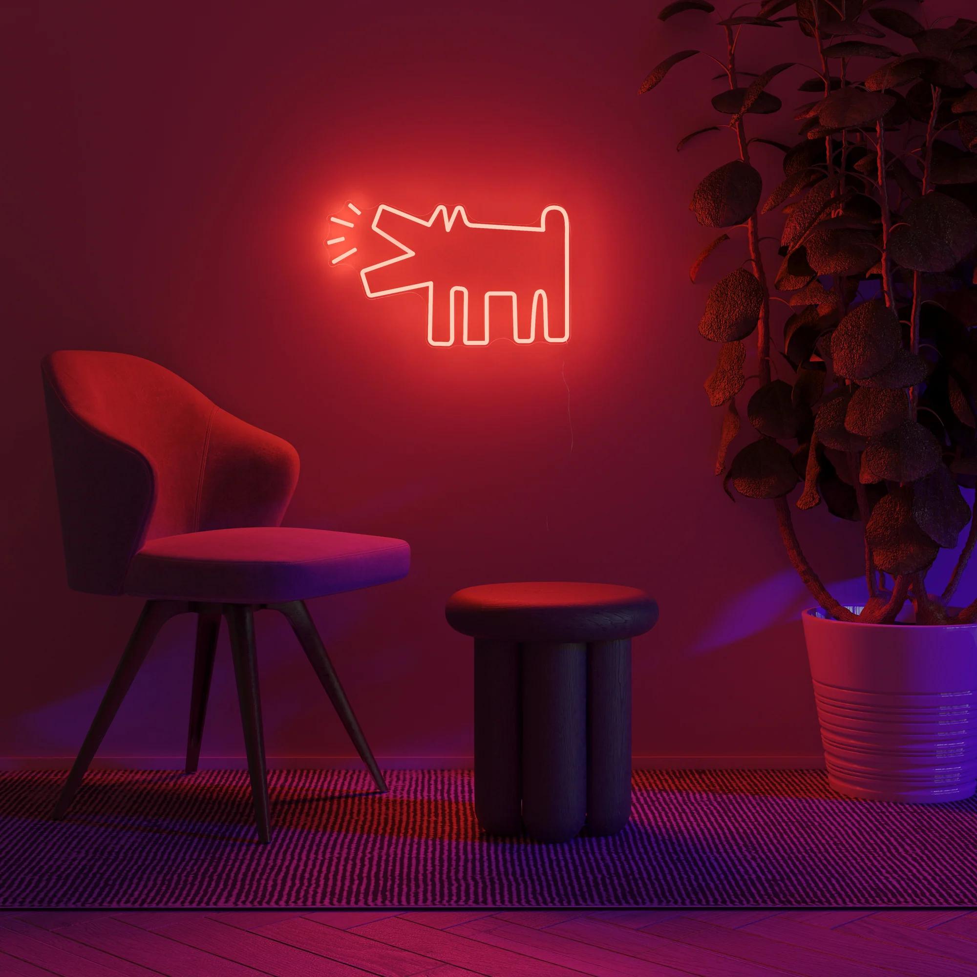 AFTER KEITH HARING - Barking Dog YP x Keith Haring Design Neon LED Lamp. Pop Art 4