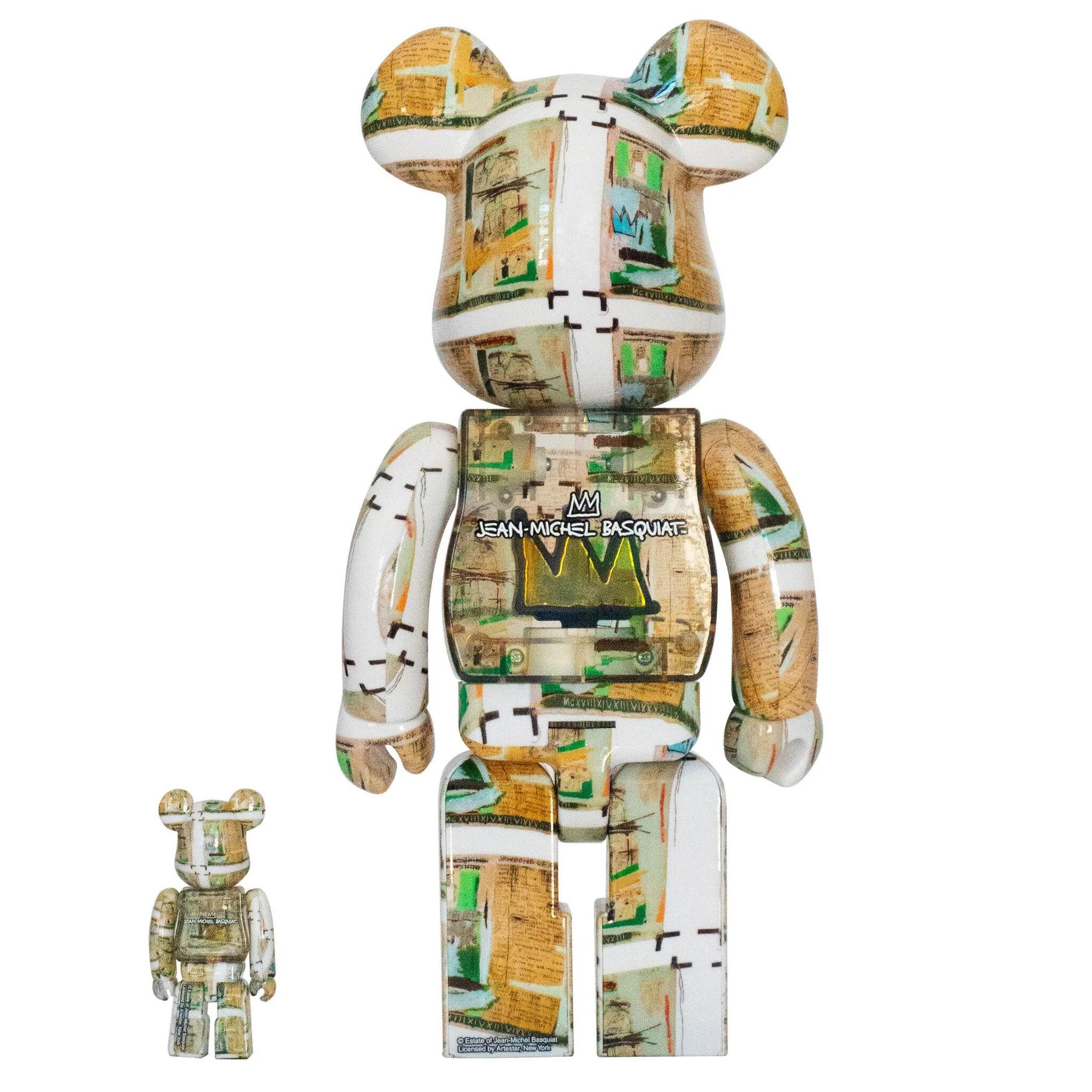 BEARBRICK BASQUIAT REY PLACER 400% y 100% Medicom Toy Japón Figura de vinilo - Art Moderno de Jean-Michel Basquiat